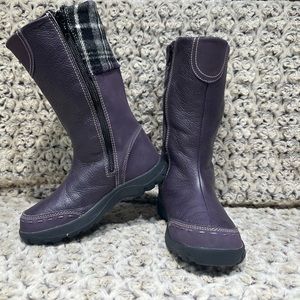 KEEN Girls Size US 1 Mid-calf Boots. Full-grain Leather Deep purple/multi fabric